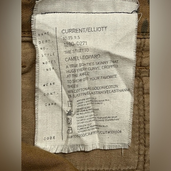 Current/Elliott the stiletto camel leopard  Patterned Jeans size 24 - Picture 5 of 9